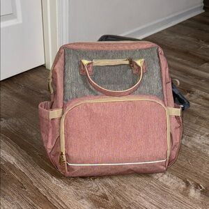 Stylish Pink and Gray Diaper Bag